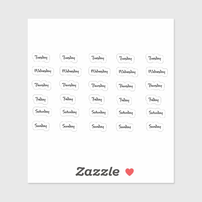 Días de la semana Pegatinas de letras de pincel (Hoja)
