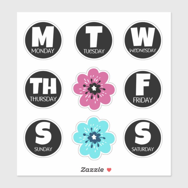 Días de semana Pegatina (Hoja)