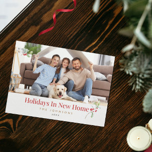 Días festivos en tarjeta de Navidad de nuevo hogar