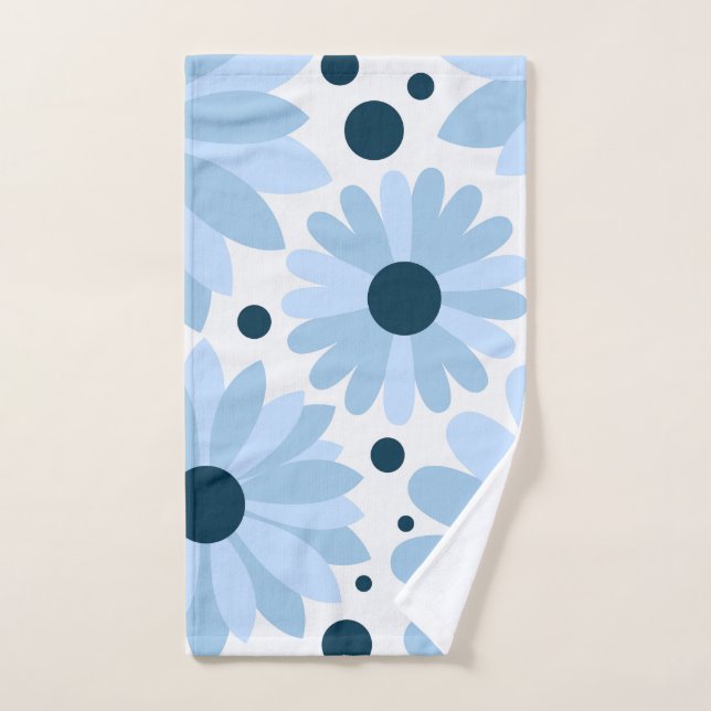 Diásisis de estilo retro azul y puntos azules oscu (Toalla de mano)