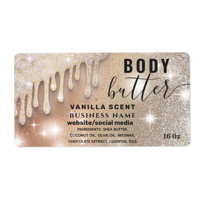 Dibuja la etiqueta de mantequilla del cuerpo del g (Frente)