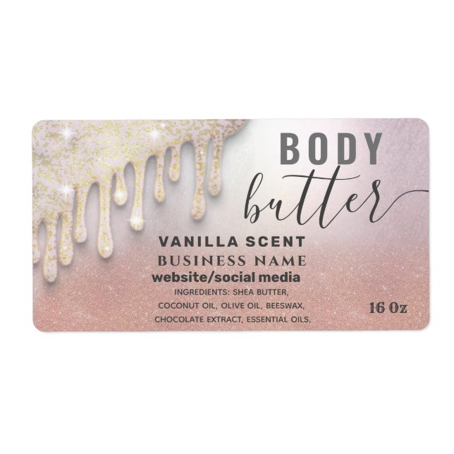 Dibuja la etiqueta de mantequilla del cuerpo del g (Frente)