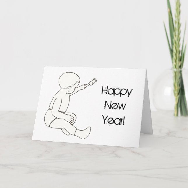 Dibujar tarjetas de Año Nuevo feliz para el bebé q (Anverso)
