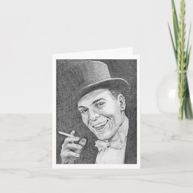 Dibujo a lápiz de caballero fumando ... tarjeta (Anverso)