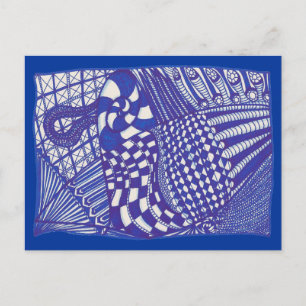 Dibujo abstracto azul y blanco, postales