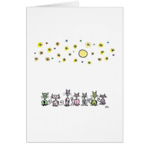 Dibujo acuarela de los gatos de la luna