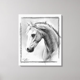 Dibujo al carbón de cabeza de caballo Arte ecuestr
