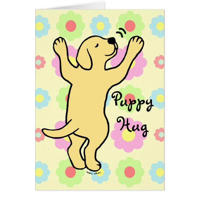 Dibujo animado amarillo del abrazo del perrito de (Frente)