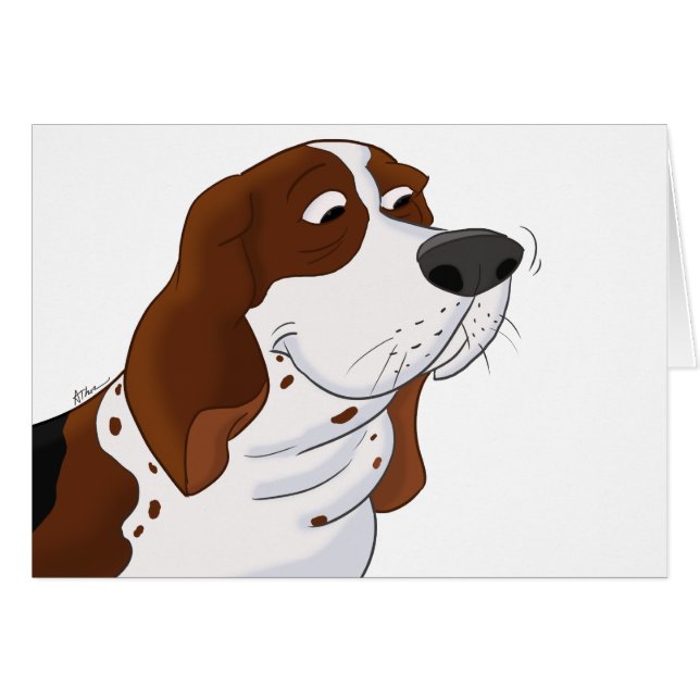 Dibujo animado Basset Hound el oler (Anverso (Horizontal))