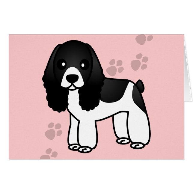 Dibujo animado blanco y negro lindo de cocker (Anverso (Horizontal))