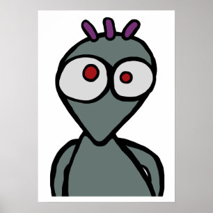 Dibujo animado de alienígena, impresión de arte