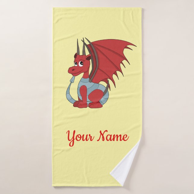 Dibujo animado de dragón rojo (Toalla de baño)