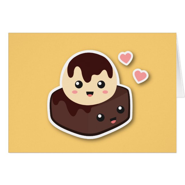Dibujo animado de Kawaii de la crema y del brownie (Anverso (Horizontal))