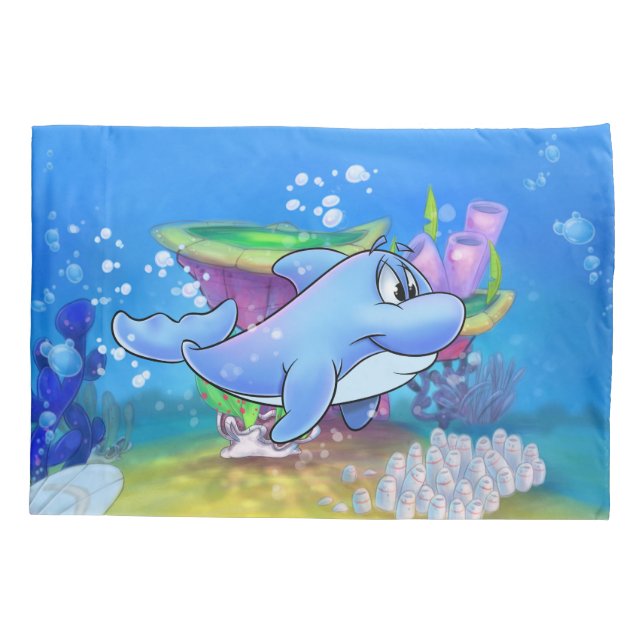 Dibujo animado de la funda de almohada del delfín (Reverso)
