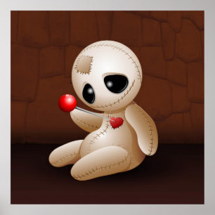 Dibujo animado de la muñeca del vudú en posters