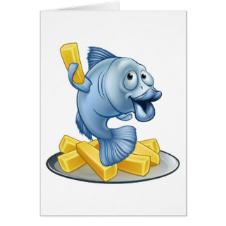 Dibujo animado de los pescado frito con patatas