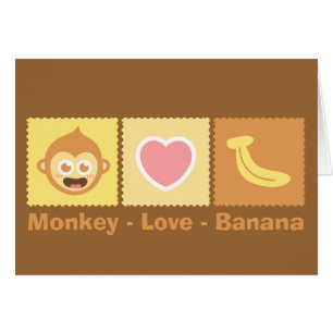 Dibujo animado de mono - Amor - Plátano