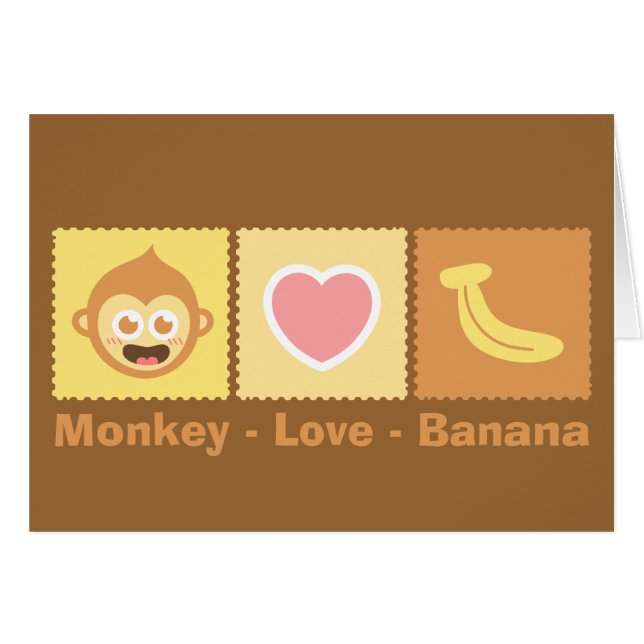 Dibujo animado de mono - Amor - Plátano (Anverso (Horizontal))