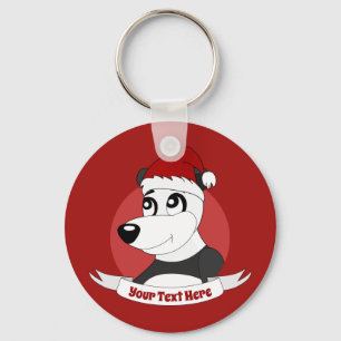 Dibujo animado de Navidad con llavero de oso panda