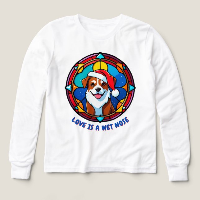 Dibujo animado de perro con sombrero de Santa fest (Diseño frontal)