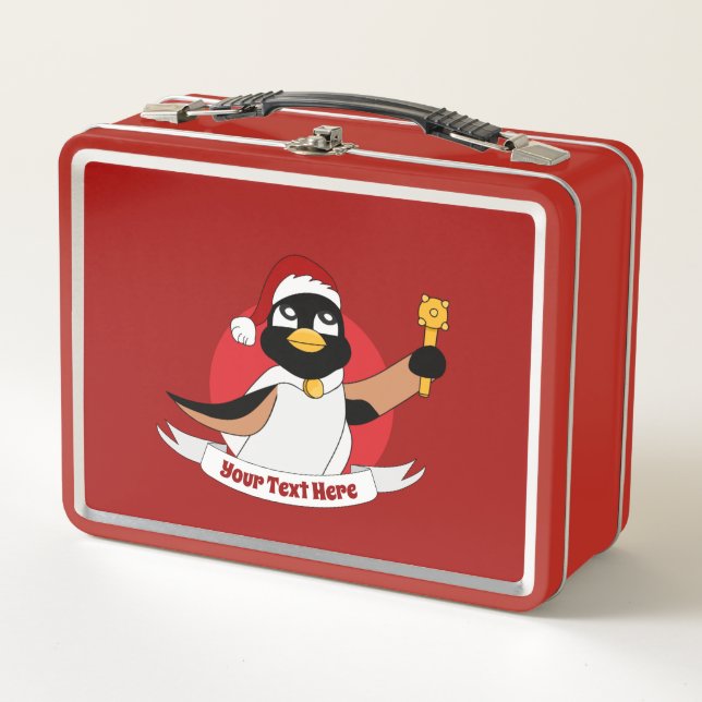 Dibujo animado de pingüino real de Navidad (Anverso)