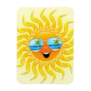 Dibujo animado de Sun del verano con el imán de