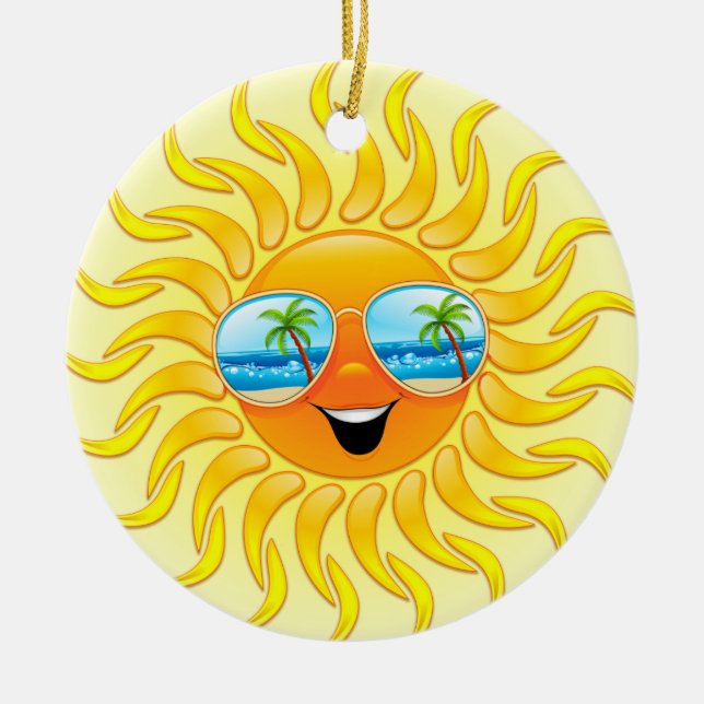 Dibujo animado de Sun del verano con el ornamento (Frente)
