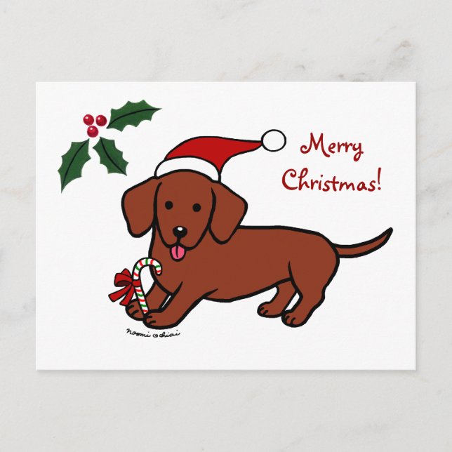 Dibujo animado del navidad del Dachshund (Anverso)
