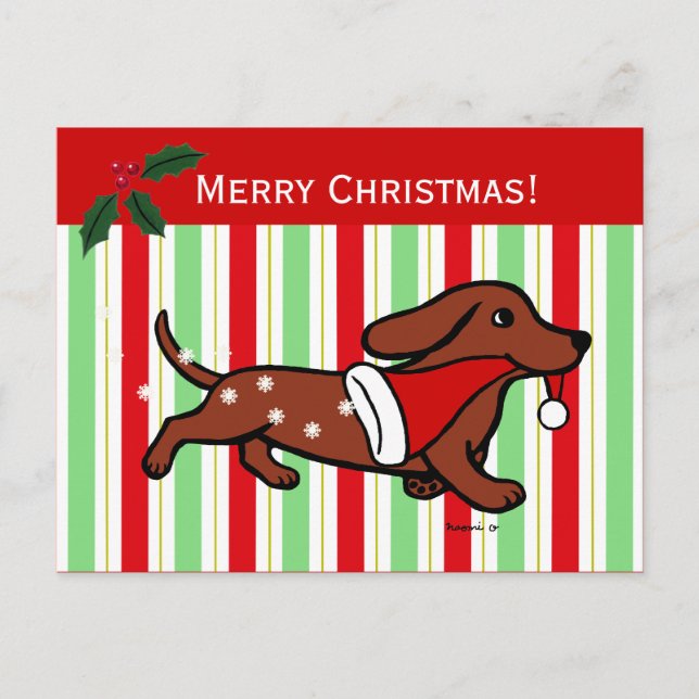 Dibujo animado del navidad del Dachshund (Anverso)