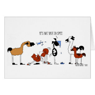 Dibujo animado divertido del caballo y de la llama