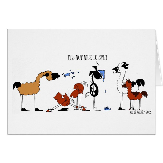 Dibujo animado divertido del caballo y de la llama (Anverso (Horizontal))