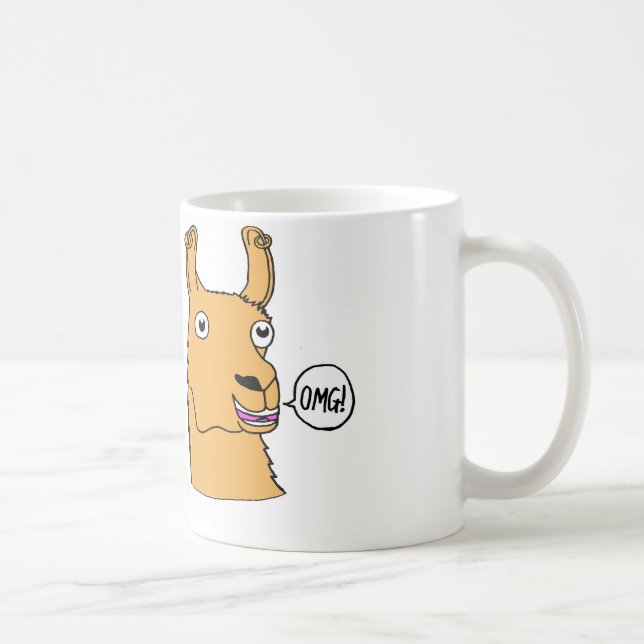 Dibujo animado lindo a mano de la taza de la llama (Derecha)