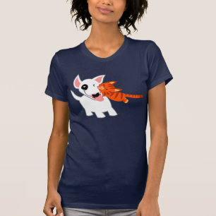 Dibujo animado lindo bull terrier y camiseta de