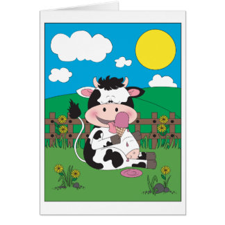 Dibujo animado lindo de la vaca del bebé con su