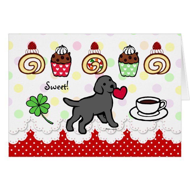 Dibujo animado negro del corazón del perrito del (Anverso (Horizontal))