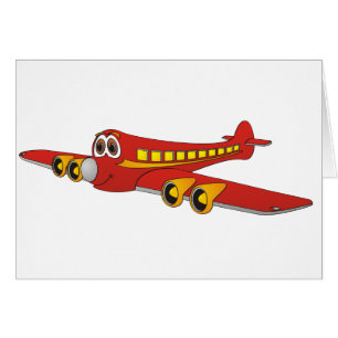 Dibujo animado rojo del avión de pasajeros O