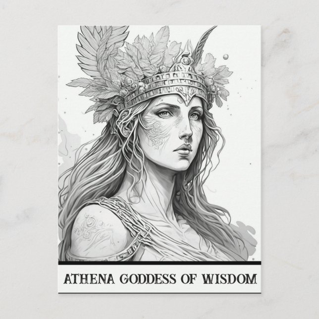 Dibujo Art Athena Diosa de la sabiduría postal (Anverso)