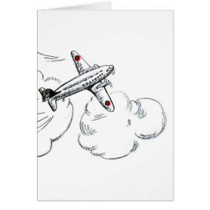 Dibujo blanco y negro del aeroplano del vintage