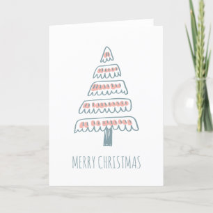 Dibujo caprichoso de árbol de Navidad en rosa y ve