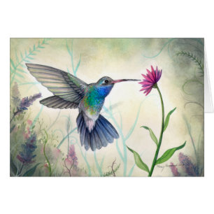 Dibujo de acuarela de colibrí de néctar dulce