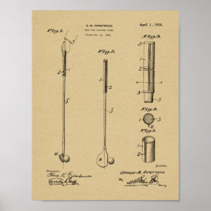 Dibujo de arte de agarre del club de golf de 1924