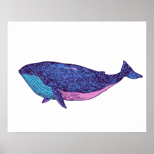 Dibujo de arte de ballena en azul oceánico (Frente)