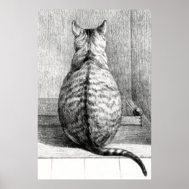 Dibujo de Arte de Boceto de Gato Antiguo (Frente)