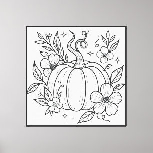Dibujo de arte de calabaza floral de Halloween