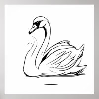 Dibujo de arte de la línea de cisne blanca