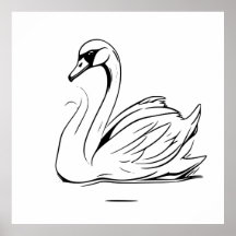 Dibujo de arte de la línea de cisne blanca