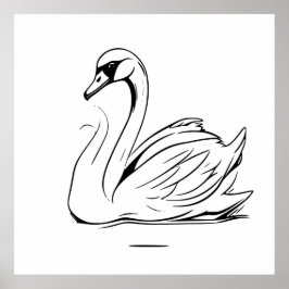 Dibujo de arte de la línea de cisne blanca