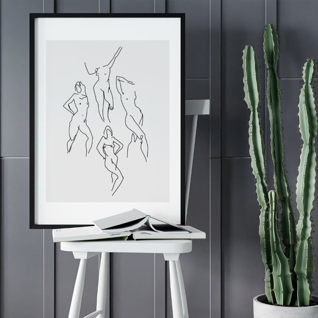 Dibujo de arte de la línea de retrato facial minim (Minimalist Abstract Face Portrait Line Art Drawing Poster)