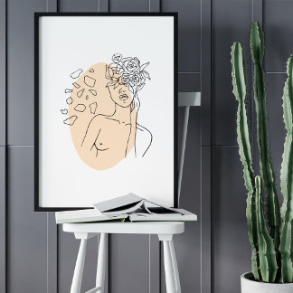 Dibujo de arte de la línea de retrato facial minim
