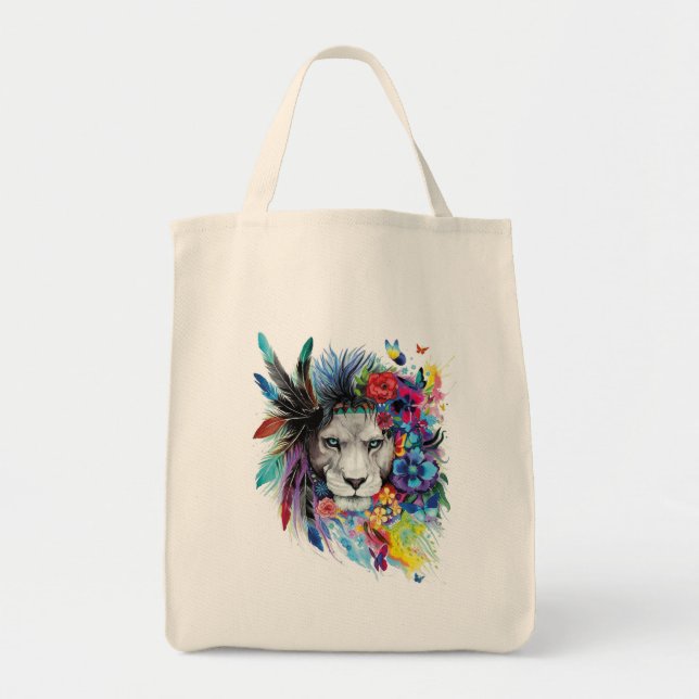 Dibujo de arte de león Bolsa de Tote (Frente)